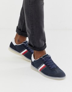 Темно-синие кроссовки из разных материалов с контрастной подошвой и логотипом Tommy Hilfiger-Темно-синий