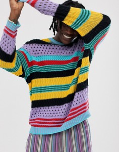 Трикотажный oversize-джемпер с полосками ASOS DESIGN-Мульти