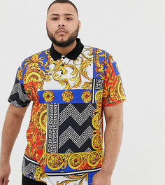 Свободное поло с принтом в стиле барокко ASOS DESIGN Plus-Мульти