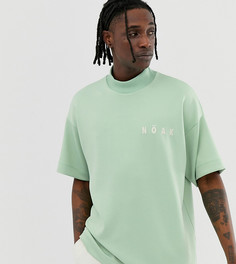 Сине-зеленая oversize-футболка с фирменным логотипом Noak-Зеленый