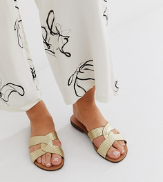 Кожаные сандалии металлик New Look wide fit-Золотой