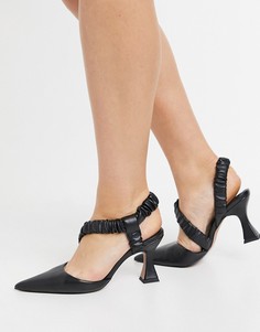 Черные туфли на среднем каблуке с ремешком через пятку ASOS DESIGN Sachi-Черный цвет