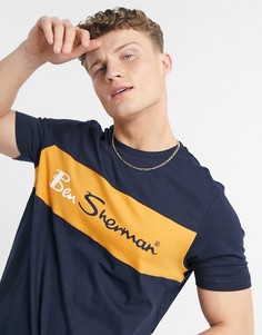 Футболка с логотипом и подшитыми манжетами Ben Sherman-Темно-синий