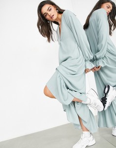 Ярусное oversized-платье миди пастельного голубого цвета ASOS EDITION-Голубой