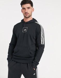 Худи черного цвета с 3 полосами adidas-Черный
