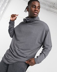 Удлиненный худи в стиле oversized выбеленного черного цвета из супермягкой вискозы ASOS DESIGN-Черный цвет