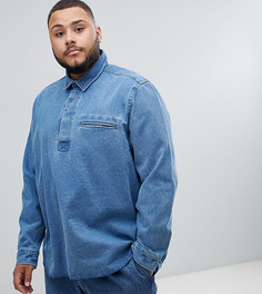 Выбеленная джинсовая oversize-рубашка без застежки ASOS DESIGN Plus-Синий