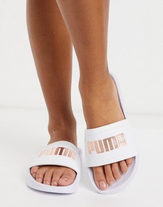Белые шлепанцы с эффектом металлик Puma Leadcat-Белый