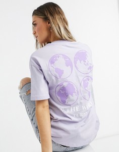Лиловая выбеленная oversized-футболка с принтом планеты ASOS DESIGN-Фиолетовый цвет
