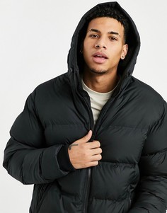 Черный пуховик с капюшоном и подкладкой из искусственного меха American Eagle-Черный цвет