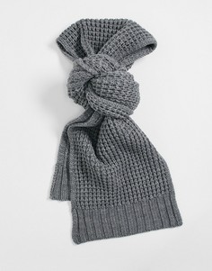 Теплый вязаный шарф серого меланжевого цвета AllSaints-Серый