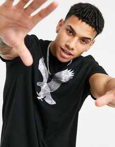 Черная футболка с логотипом в виде орла спереди American Eagle-Черный цвет