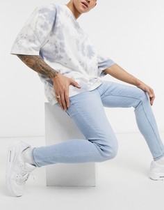 Голубые супероблегающие джинсы Bershka-Голубой