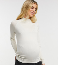 Джемпер кремового цвета с высоким воротником Pieces Maternity-Кремовый