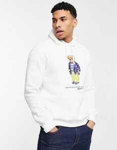 Белый худи из флиса с принтом медведя-моряка Polo Ralph Lauren
