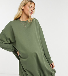 Платье-свитшот в стиле oversized цвета хаки ASOS DESIGN Maternity-Зеленый цвет