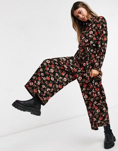 Комбинезон с красным цветочным принтом и высоким воротником ASOS DESIGN-Многоцветный