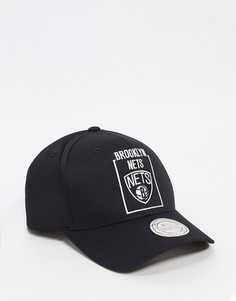 Черная бейсболка с вышивкой Brooklyn Nets Mitchell & Ness NBA-Черный цвет