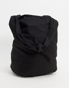 Черная сумка-тоут из плотной ткани с завязкой ASOS DESIGN-Черный цвет