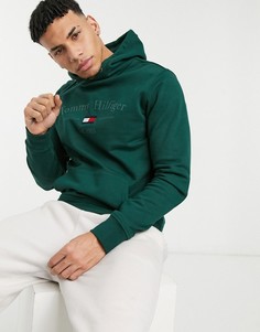 Худи зеленого цвета с логотипом по центру Tommy Hilfiger-Зеленый цвет