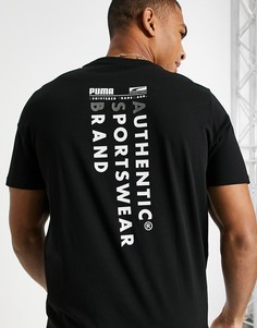 Черная футболка с небольшим логотипом на груди PUMA-Черный цвет