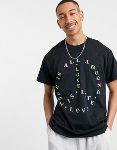 Черная oversized-футболка с принтом "Feel the love" спине New Love Club-Черный цвет