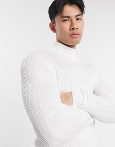 Белый вязаный джемпер с высоким воротом ASOS DESIGN