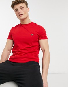 Красная футболка из хлопка пима с логотипом Lacoste-Красный