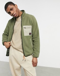 Флисовая куртка на молнии цвета хаки Jack & Jones Originals-Зеленый цвет