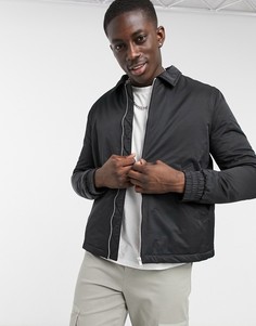 Черная дутая oversized-куртка харрингтон ASOS DESIGN-Черный цвет