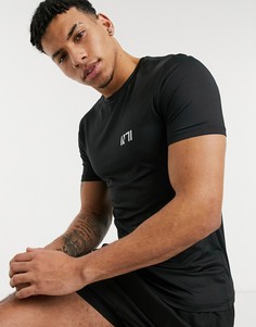 Облегающая футболка с принтом на груди New Look SPORT-Черный цвет