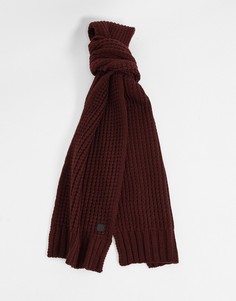 Теплый вязаный шарф темно-красного цвета AllSaints-Красный