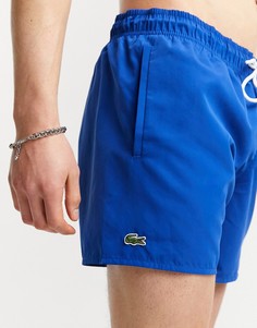 Синие однотонные шорты для плавания с логотипом Lacoste-Голубой