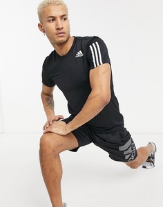 Черная футболка с тремя полосками adidas Training Aeroknit-Черный цвет