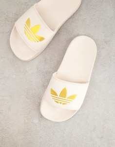 Белые шлепанцы adidas Originals adilette lite-Черный