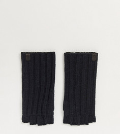 Черные меланжевые перчатки без пальцев в рубчик AllSaints-Черный цвет