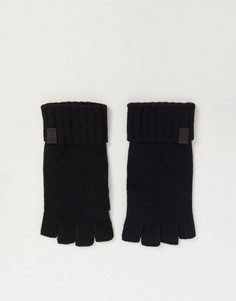 Черные перчатки без пальцев в рубчик AllSaints-Черный цвет