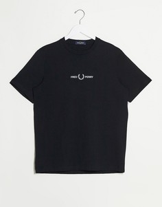 Черная футболка с вышитым логотипом Fred Perry-Черный