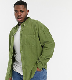 Зеленая вельветовая oversized-рубашка в стиле 90-х ASOS DESIGN Plus-Зеленый цвет
