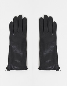 Черные кожаные перчатки French Connection-Черный цвет