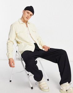 Вельветовая рубашка навыпуск кремового цвета ASOS DESIGN-Белый