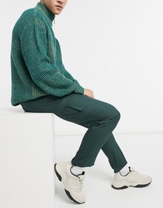 Темно-зеленые строгие брюки карго облегающего кроя ASOS DESIGN-Зеленый цвет