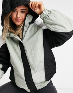 Шалфейно-зеленый бомбер в стиле колор-блок ASOS DESIGN-Зеленый цвет