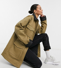Светло-бежевая куртка-рубашка со стеганым воротником ASOS DESIGN Tall-Светло-бежевый