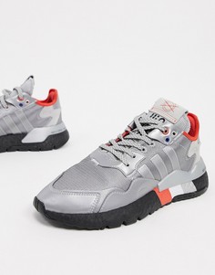 Серебристые кроссовки adidas Originals Nite Jogger-Серебряный