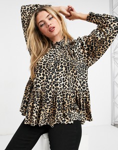 Топ свободного кроя с леопардовым принтом ASOS DESIGN-Многоцветный