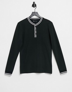 Черный облегающий лонгслив с окантовкой ASOS DESIGN-Черный цвет