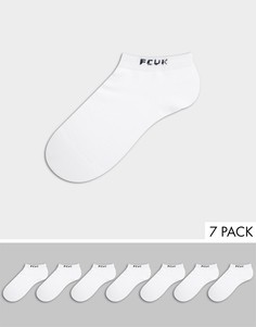 Набор из семи пар белых спортивных носков с отделкой морского цвета French Connection-Многоцветный