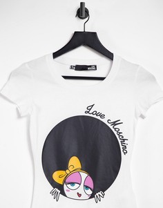 Белая приталенная футболка Love Moschino-Белый