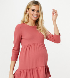 Розовый топ с присборенной отделкой и оборками по краю Mamalicious Maternity-Розовый цвет Mama.Licious